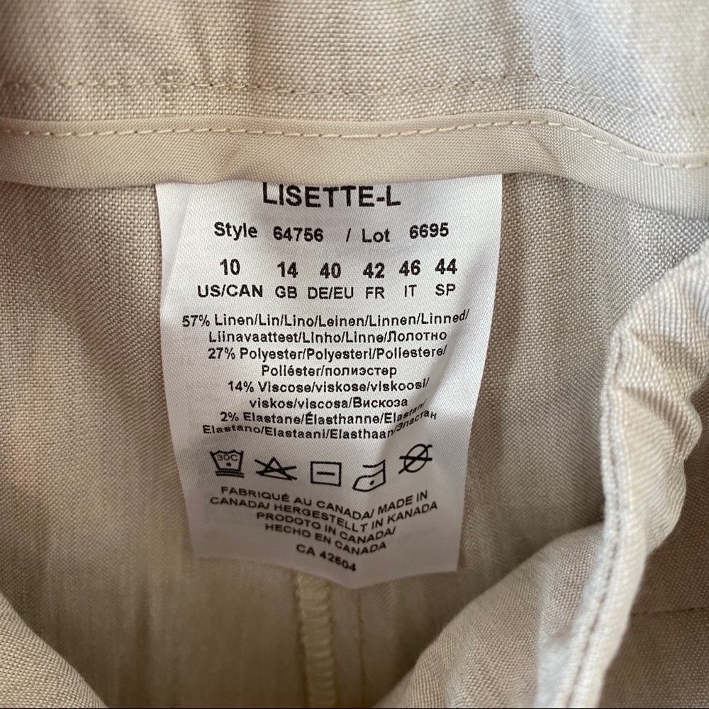 Lisette L Montreal Beige Stretch Linen Ankle Pant - Picture 6 of 6